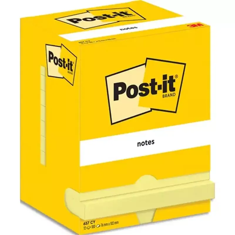 12 blocs Post-it Bloc-note adhésif 102 x 76 mm jaune