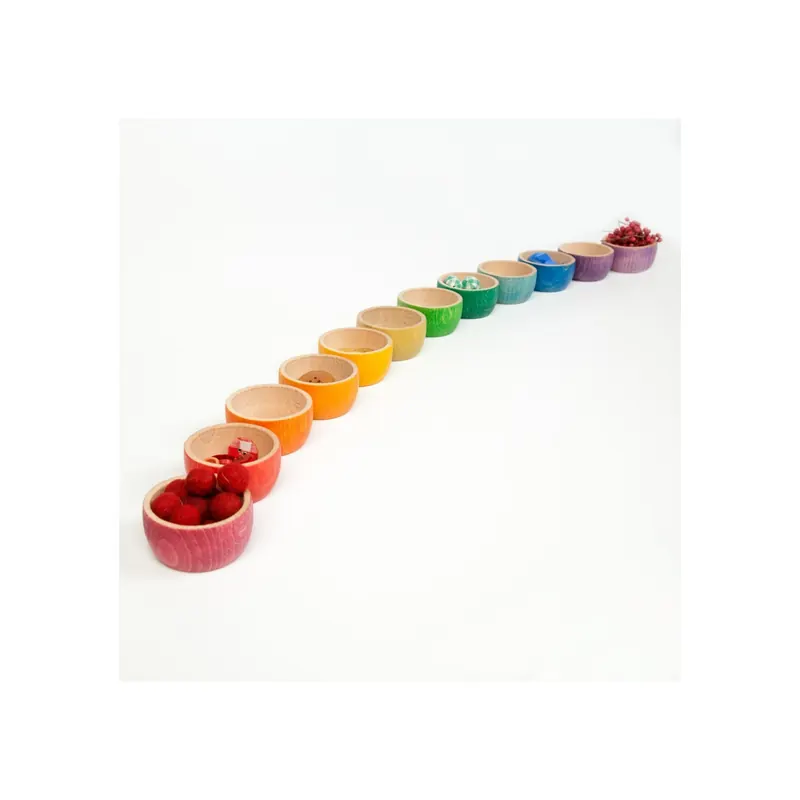 12 bols en bois peint Grapat