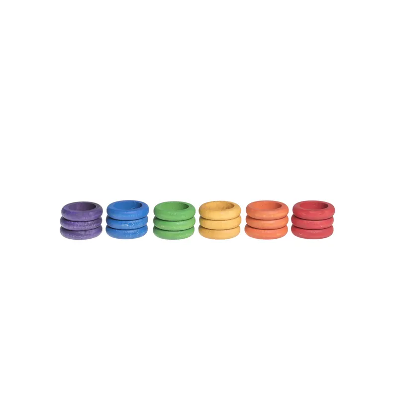 18 Anneaux Arc-en-Ciel en Bois - Grapat