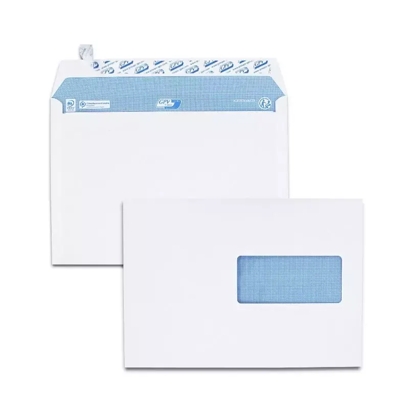200 enveloppes C5 162x229 blanches 90 g/m² fenêtre 45x100mm GPV Everyday