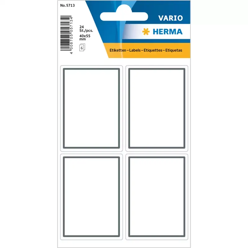 24 Etiquettes pour livres - 40 x 55 mm - contour gris