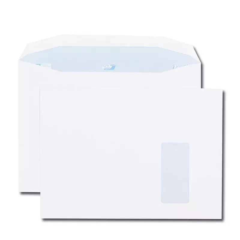 250 Enveloppes C4 229x324 mm pour mise sous pli automatique - fenêtre 105x50