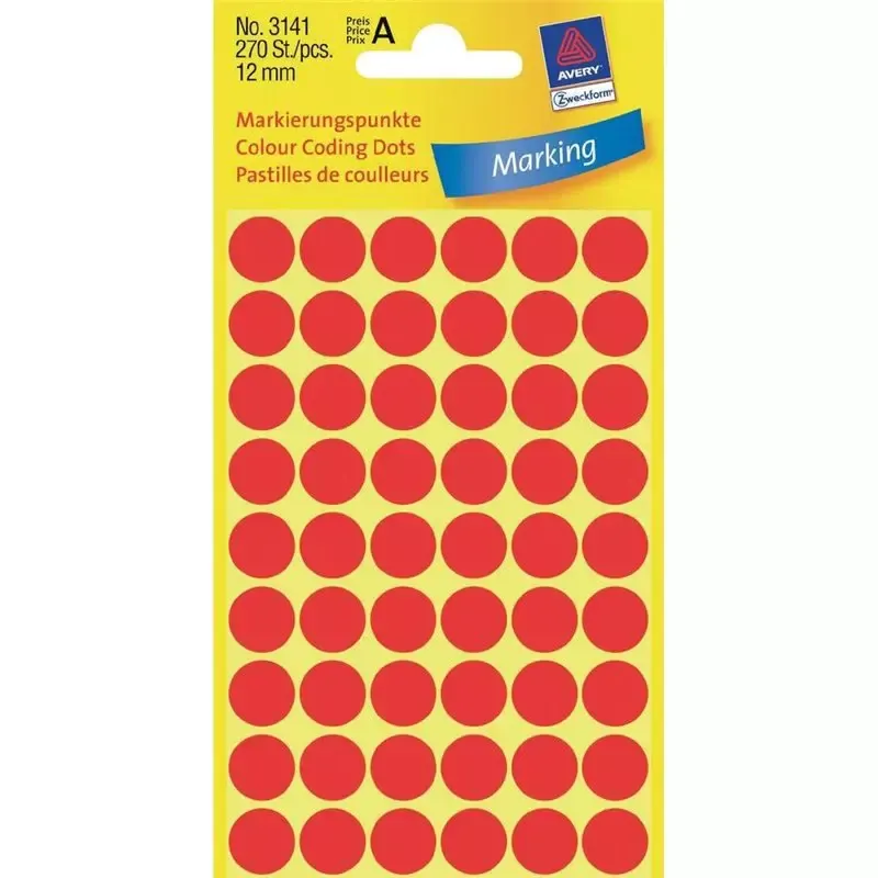 270 Pastilles adhésives - diamètre 12 mm - rouges