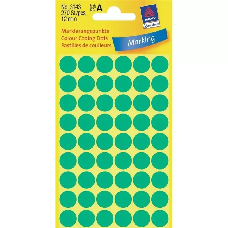 270 pastilles adhésives - diamètre 12 mm - vertes