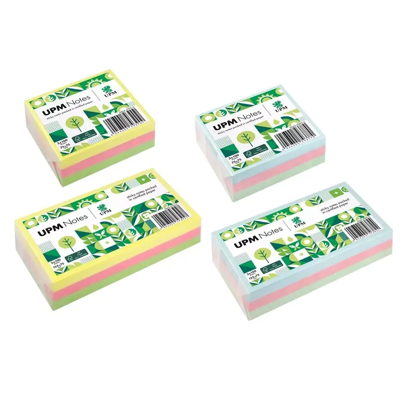 3 blocs de 100 notes adhésives couleurs assortis