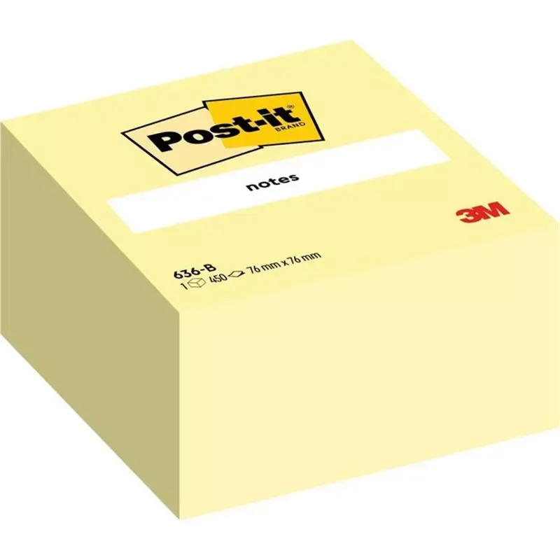 3M Bloc cube post-it - 76 x 76 mm - 450 feuilles - jaune