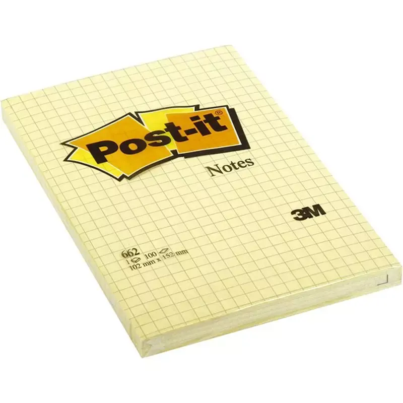 3M Post-it Notes Bloc 662 - 102 x 152 mm - quadrille - jaune