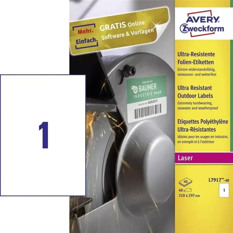 40 Étiquettes A4 Blanc Résistantes UV, Eau, Huile, températures