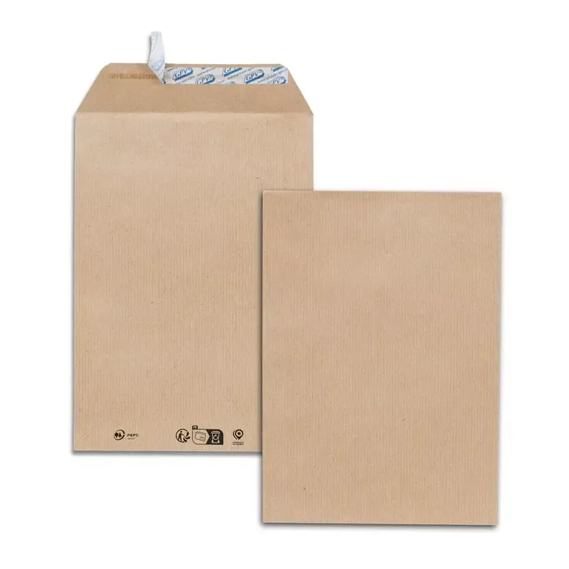 50 Pochettes Kraft C5 Brun 162x229 mm - Bande de Protection GPV