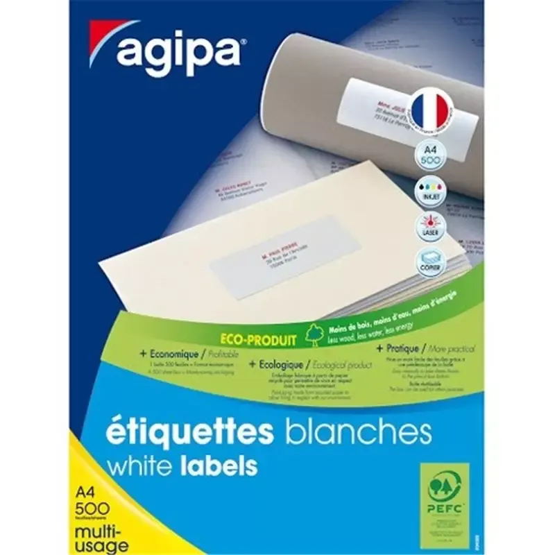 500 Étiquette universelle format A4 - permanent - blanc