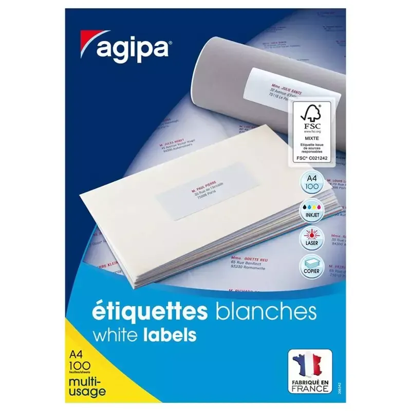 800 Étiquettes Blanches Autocollantes Apli Agipa 99,1 x 67,7 mm