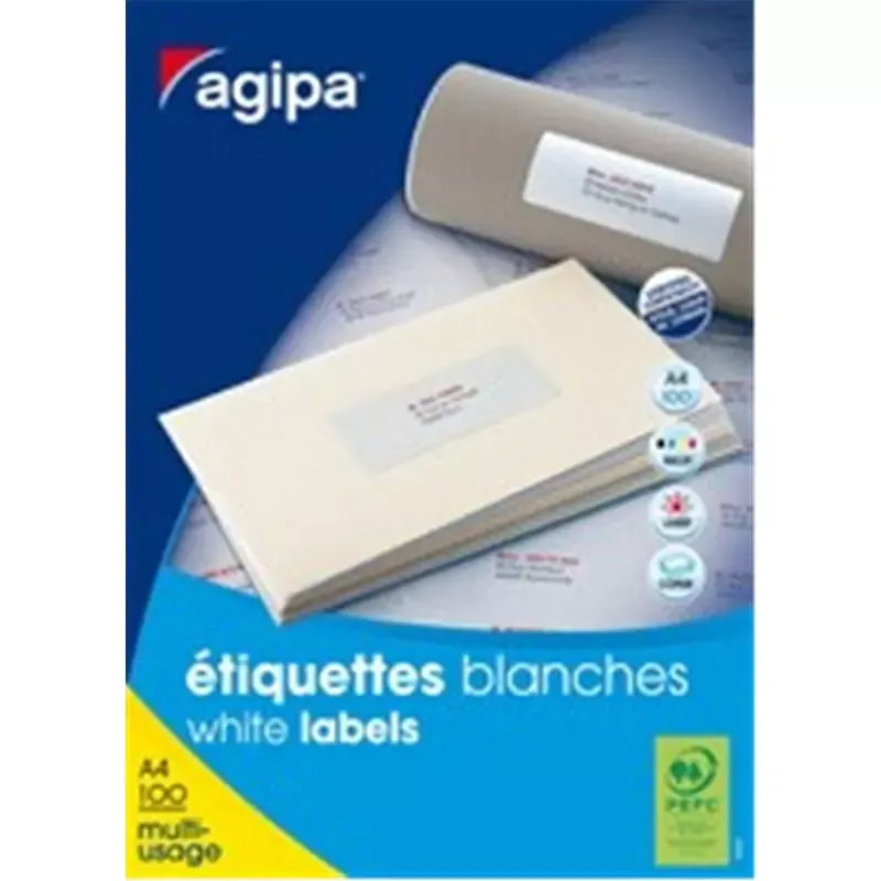 Agipa - étiquettes multi-usage - 31x70 mm - blanc - coins droits