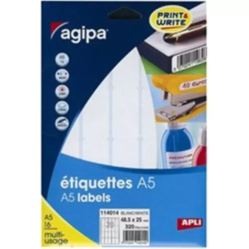 Agipa étiquettes multi-usage - 32 x 40 mm - blanches - pour
