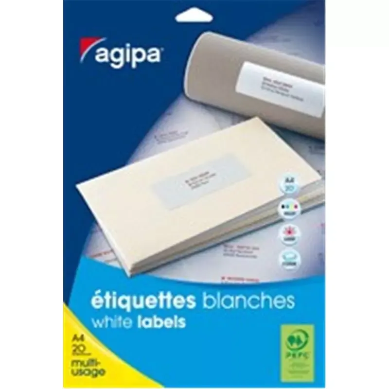 agipa Etiquettes multi-usage - 50 x 20 mm - blanches