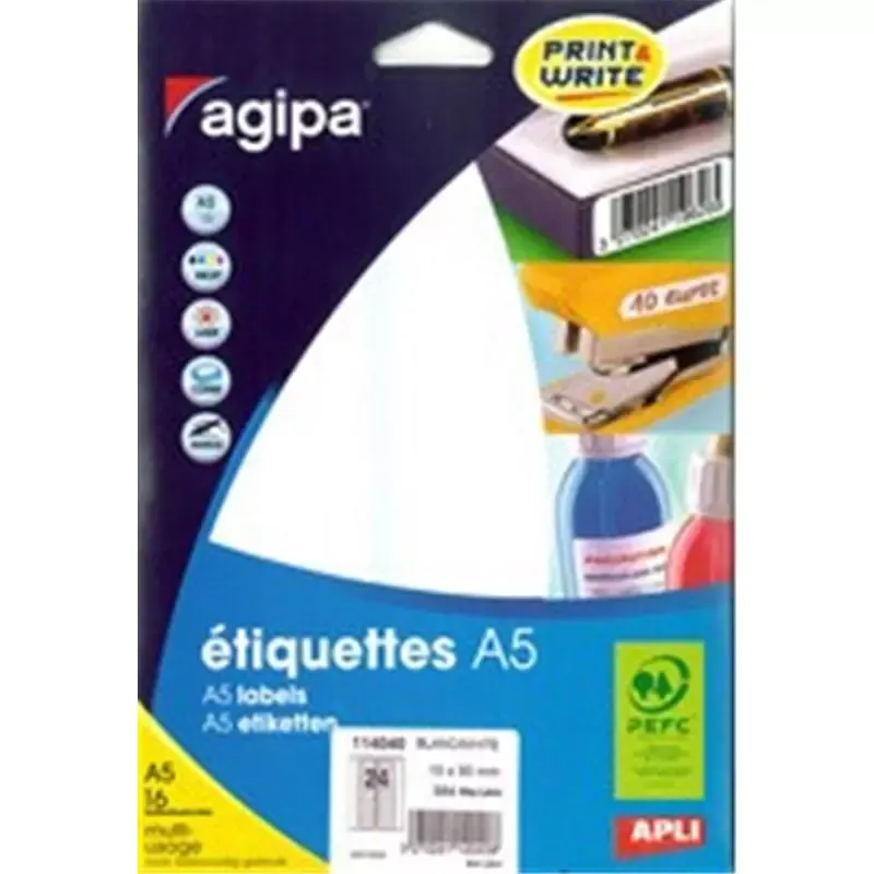 Agipa étiquettes multi-usage - 97,5 x 68 mm - blanches - 64 pcs