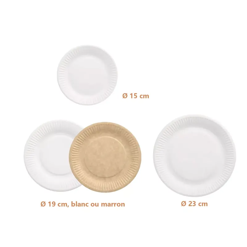 Assiettes en carton rondes, certifiées