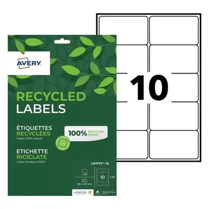 AVERY 150 Etiquettes d'adresse recyclées 99,1 x 57 mm