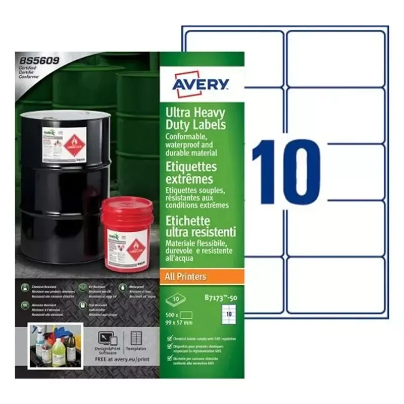 AVERY 500 Etiquettes extrêmes en polyéthylène 99 x 57 mm
