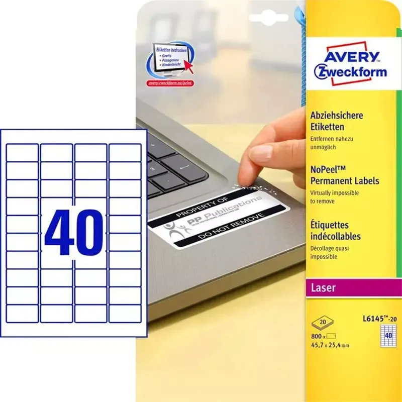 Avery Etiquettes indécollables - 45,7 x 25,4 mm - blanc - 800 étiquettes