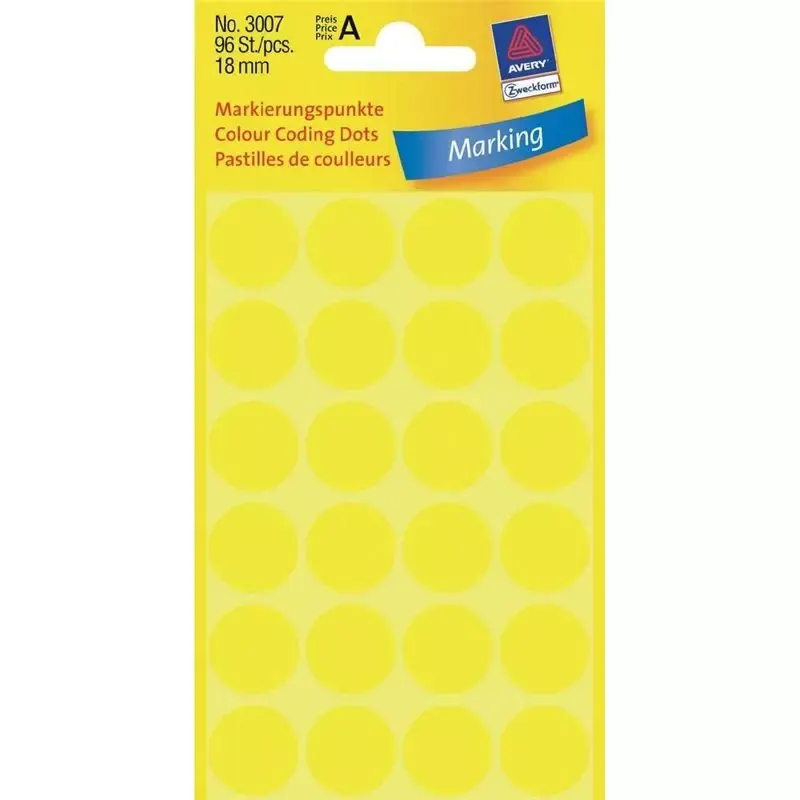 Avery pastilles adhésives - diamètre 18 mm - jaunes