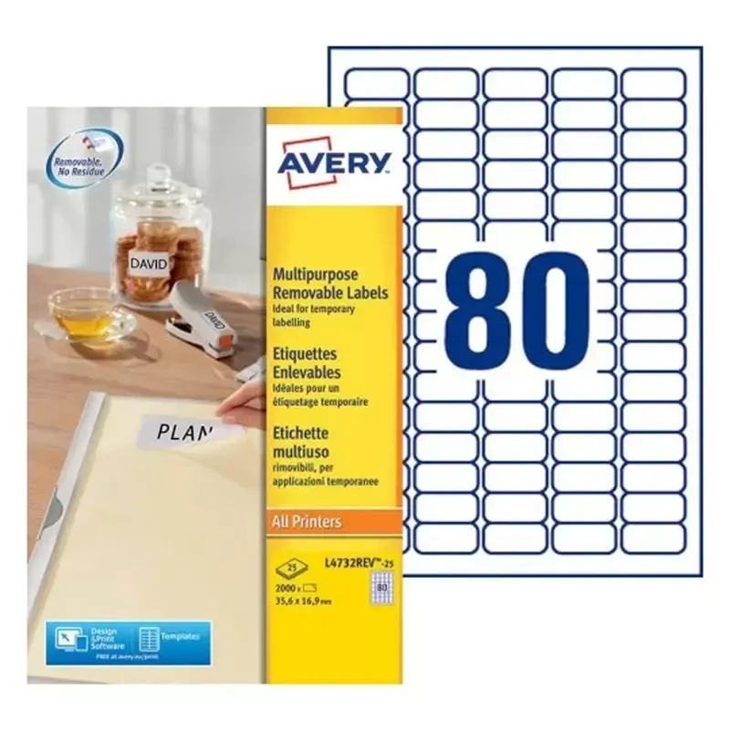 AVERY Petites Etiquette multi-usages enlevable 35,6 x 16,9 mm