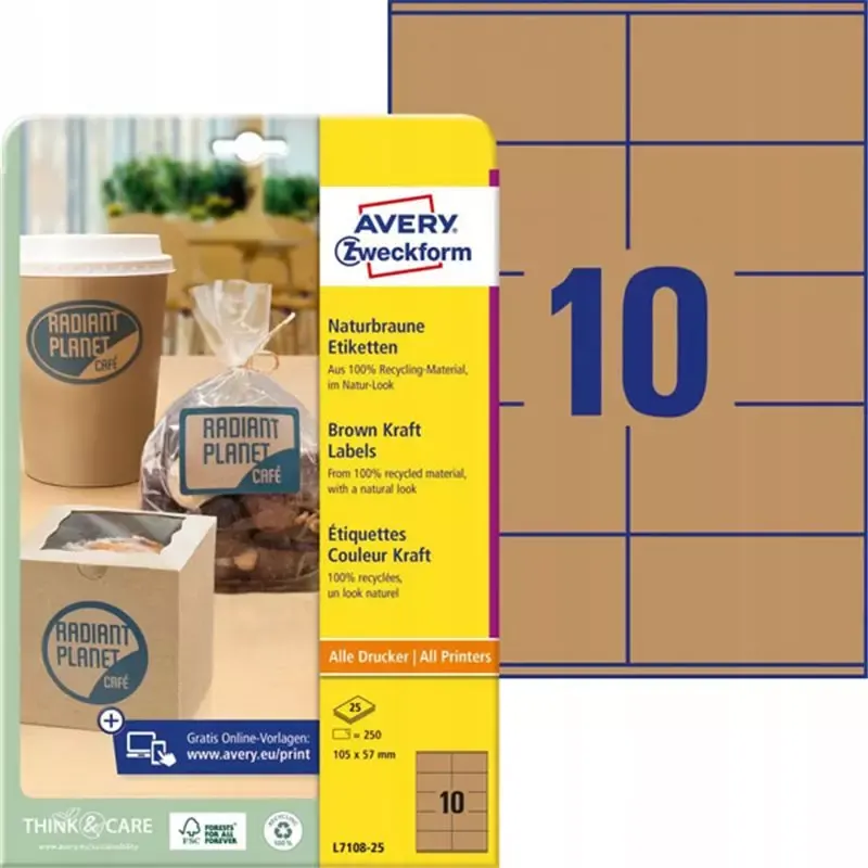 AVERY Zweckform Etiquette couleur Kraft 105 x 57 mm