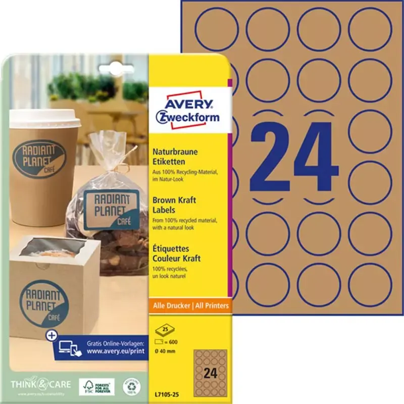 AVERY Zweckform Etiquette couleur Kraft diamètre : 40 mm