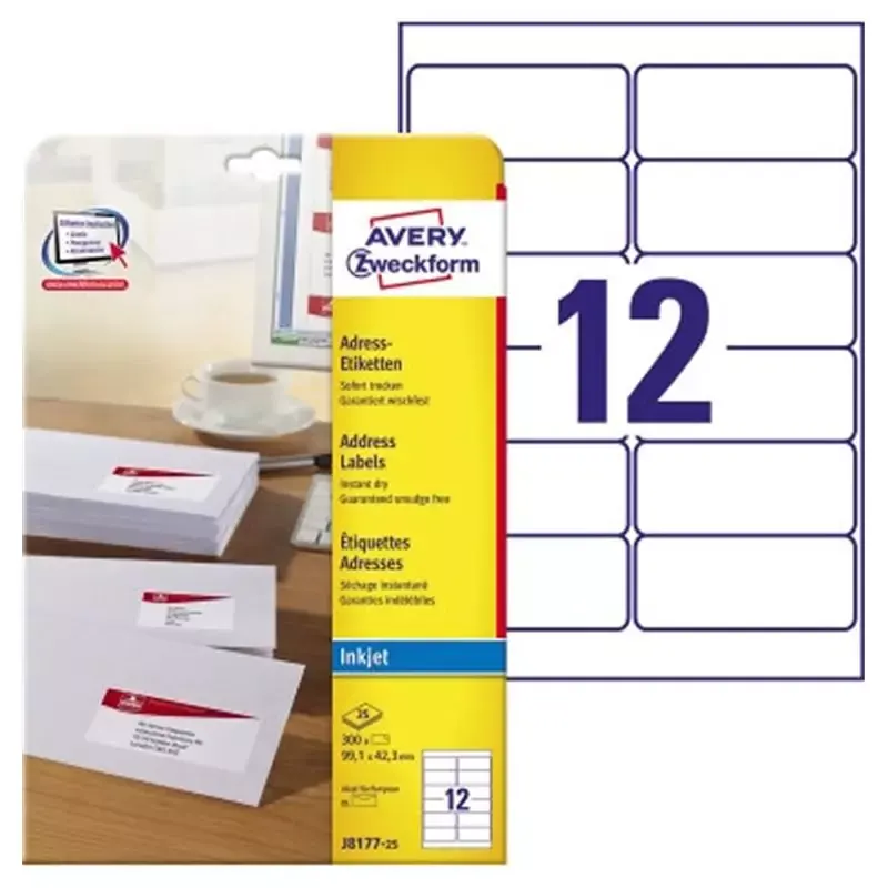 Avery Zweckform étiquettes adresses - 99,1 x 42,3 mm - blanche