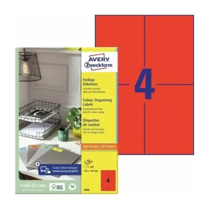Avery Zweckform étiquettes universelles - 105 x 148 mm - rouge