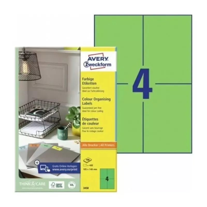 Avery Zweckform étiquettes universelles - 105 x 148 mm - vert -
