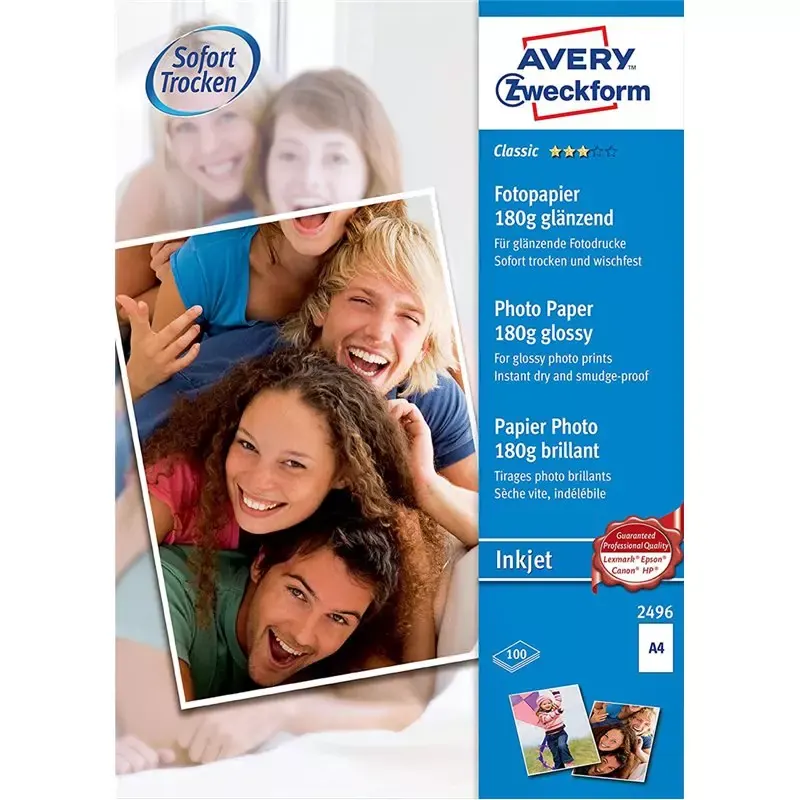 Avery Zweckform Papier photo jet d'encre - A4 - 180 g/m2 - blanc