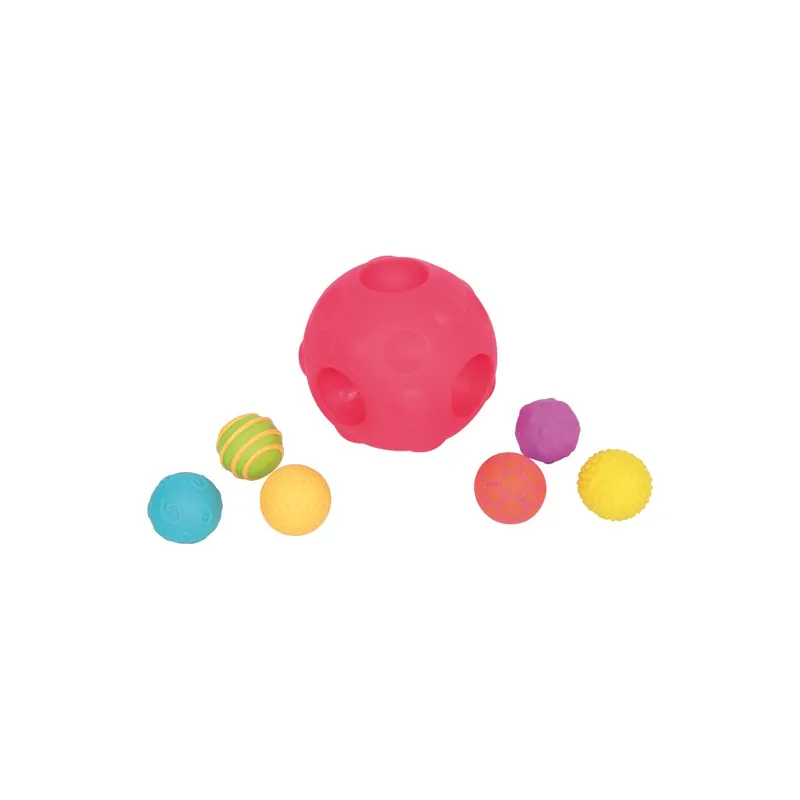 Ballon météorite sensoriel tickit® – 1 grande balle + 6 petites texturées