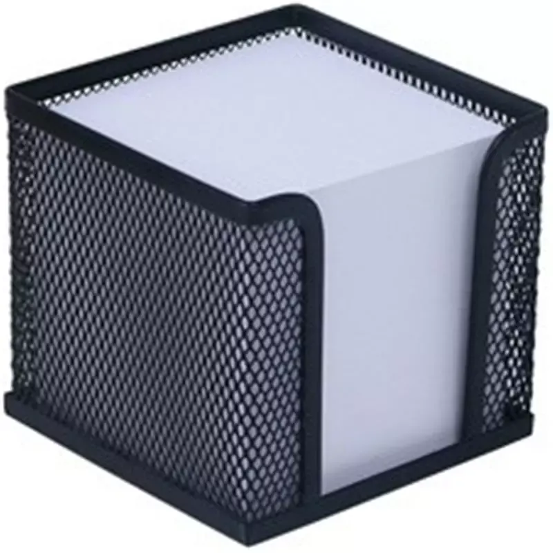 Bloc cube avec boîtier en fil métallique noir, 700 feuilles blanches 92 x 92 mm