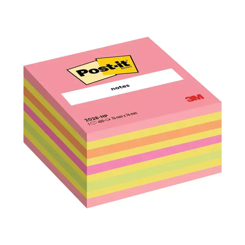 Bloc cube Post-it 76 x 76 mm multicolore, 450 feuilles
