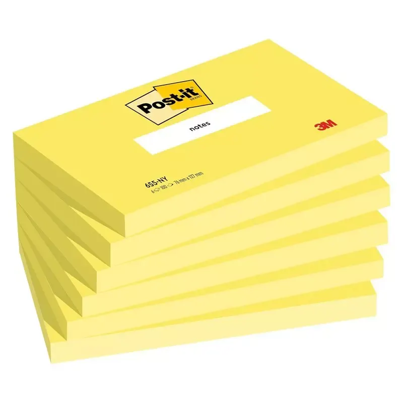 Bloc-note adhésif, 127 x 76 mm, jaune néon