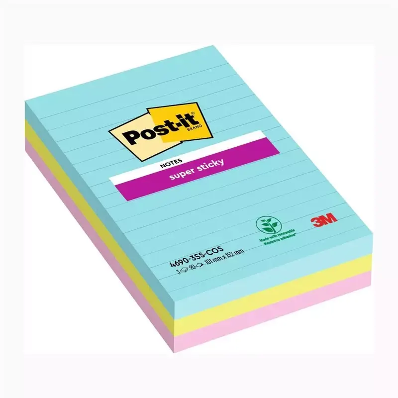 Bloc-note adhésif Super Sticky Notes, 101 x 152 mm