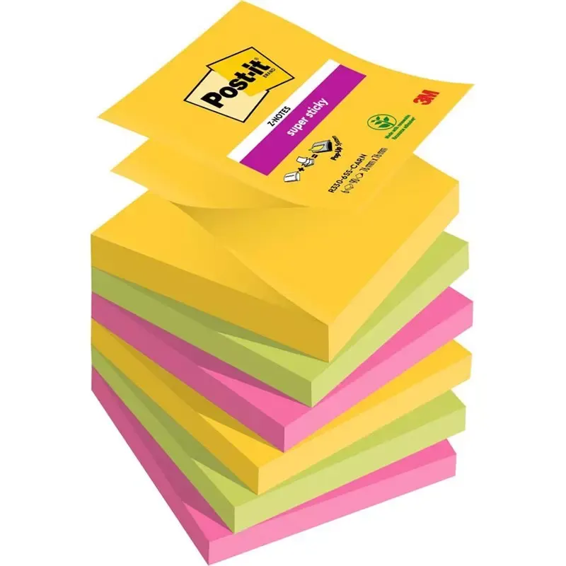 Bloc-note adhésif Super Sticky Z-Notes Carnival
