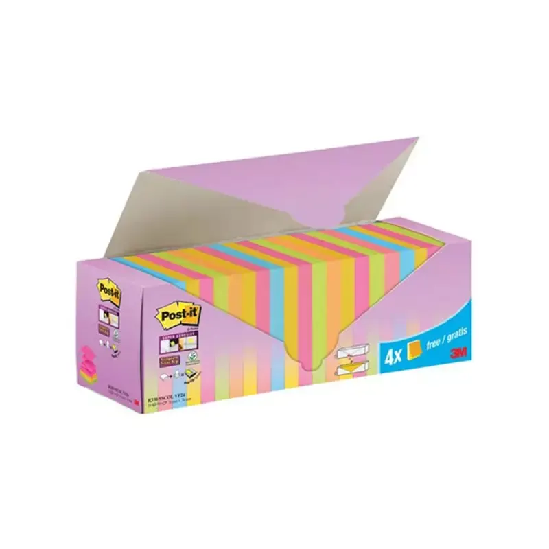 Bloc-note Super Couleur Sticky Z-Notes 76 x 76 mm 20+4