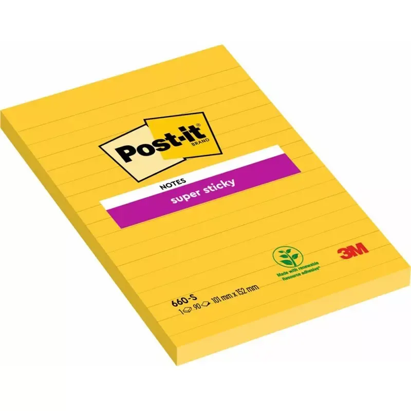 Bloc-note Super Sticky Notes, 102 x 152 mm