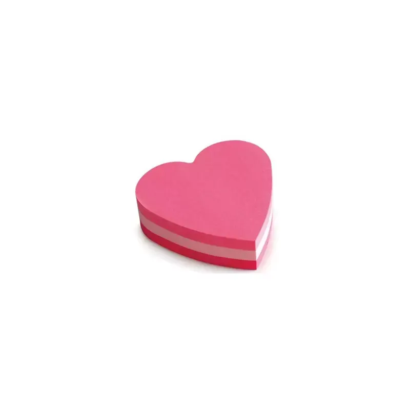 Bloc-notes adhésif Post-it en forme de cœur 70 × 70 mm, 225 feuilles, tons roses