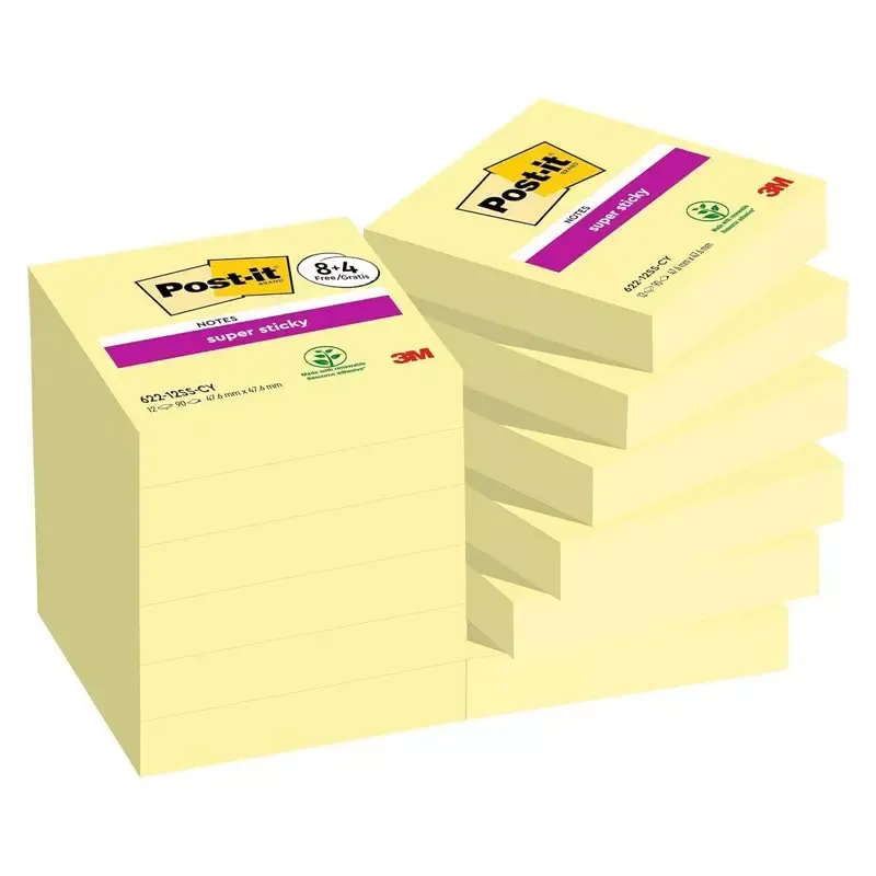 Bloc-notes super sticky Recycling Notes, jaune