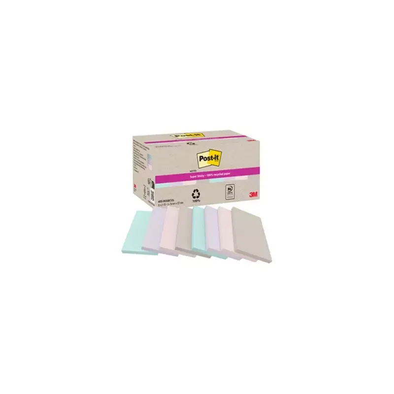 Bloc-notes super sticky Recycling Notes, pastel