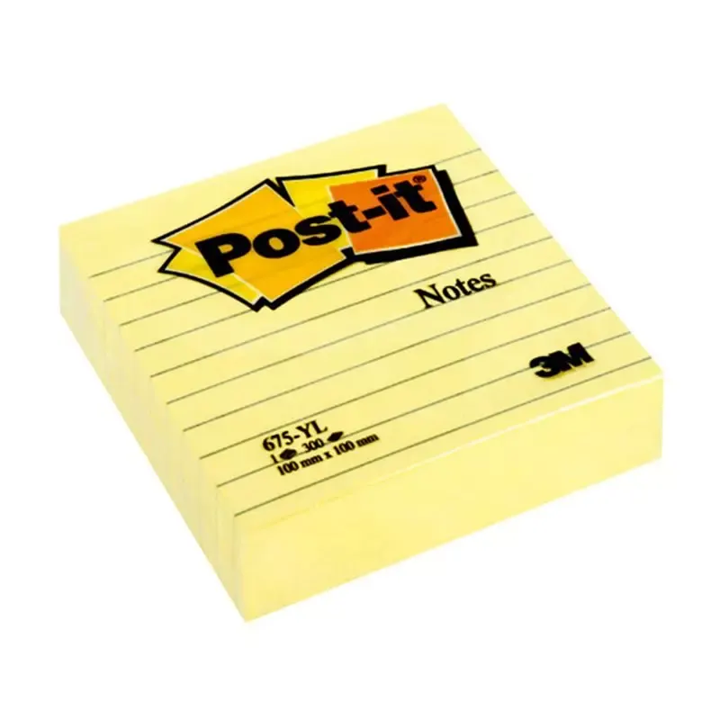 Bloc Post-it ligné 101 x 101 mm jaune, 300 feuilles