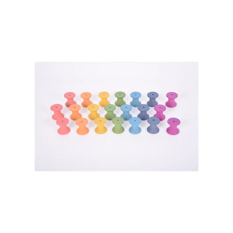 Bobines en bois arc-en-ciel 21pcs- Jeu libre Tickit