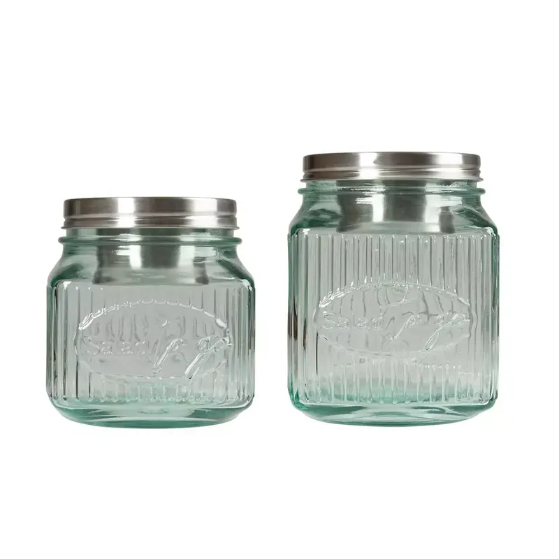 Bocal en verre recyclé avec compartiment