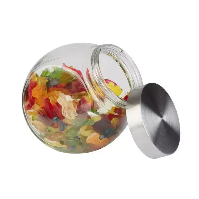 Bonbonière verre couvercle inox