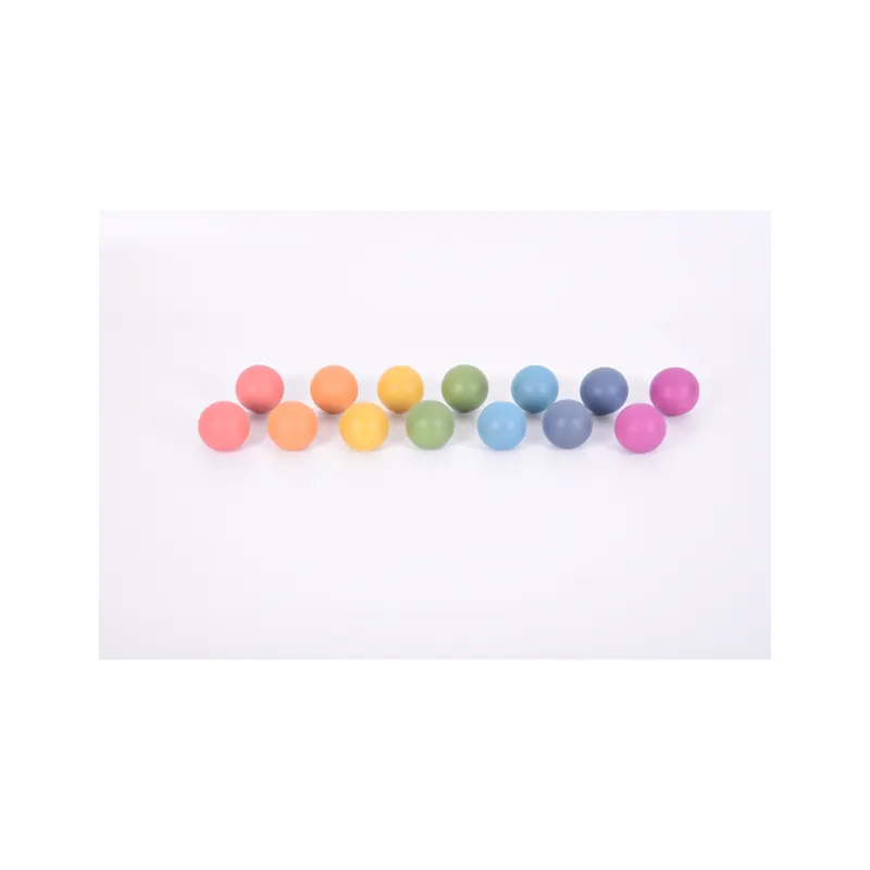 Boules en bois arc-en-ciel - Lot de 14 - Jeu libre Heuristique Tickit