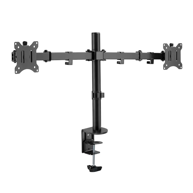 Bras support pour 2 écrans TFT/LCD avec pince, noir