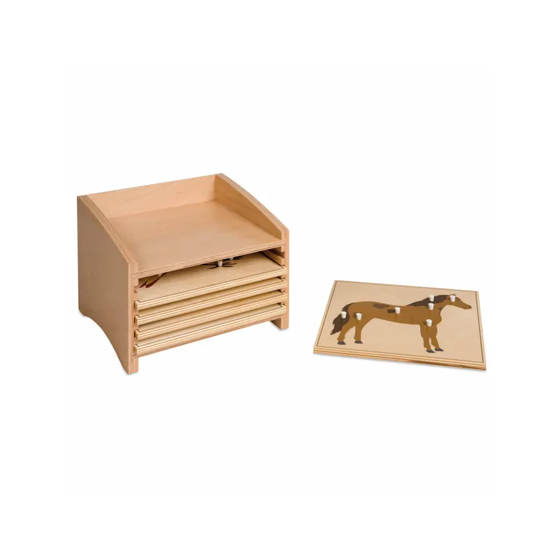 Cabinet des puzzles d'animaux : 5 compartiments Montessori - Nienhuis 020100