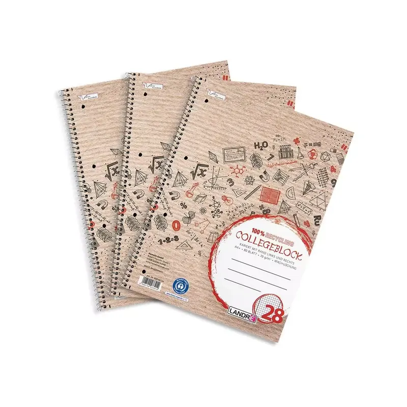 Cahier papier recyclé à spirales «Landré»